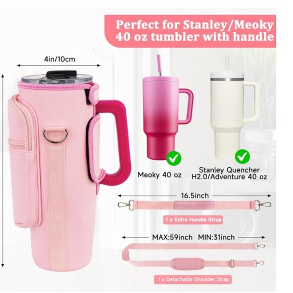 Tumbler Carrier with Multiple Pockets ( Pink ) - Picture 3 of 4